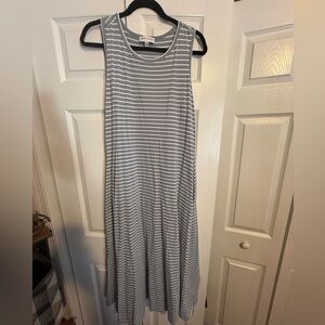 Gibson Latimer Gray and White Striped Maxi Dress